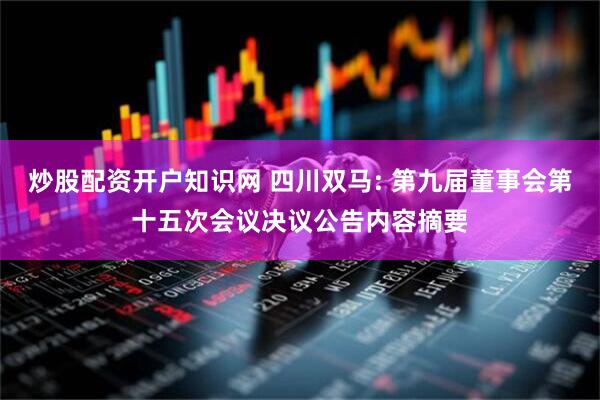 炒股配资开户知识网 四川双马: 第九届董事会第十五次会议决议公告内容摘要