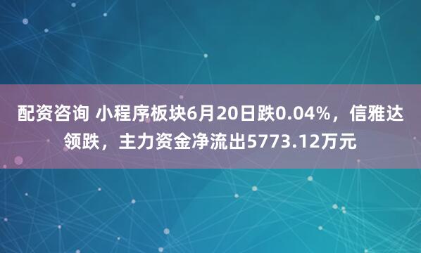 配资咨询 小程序板块6月20日跌0.04%，信雅达领跌，主力资金净流出5773.12万元